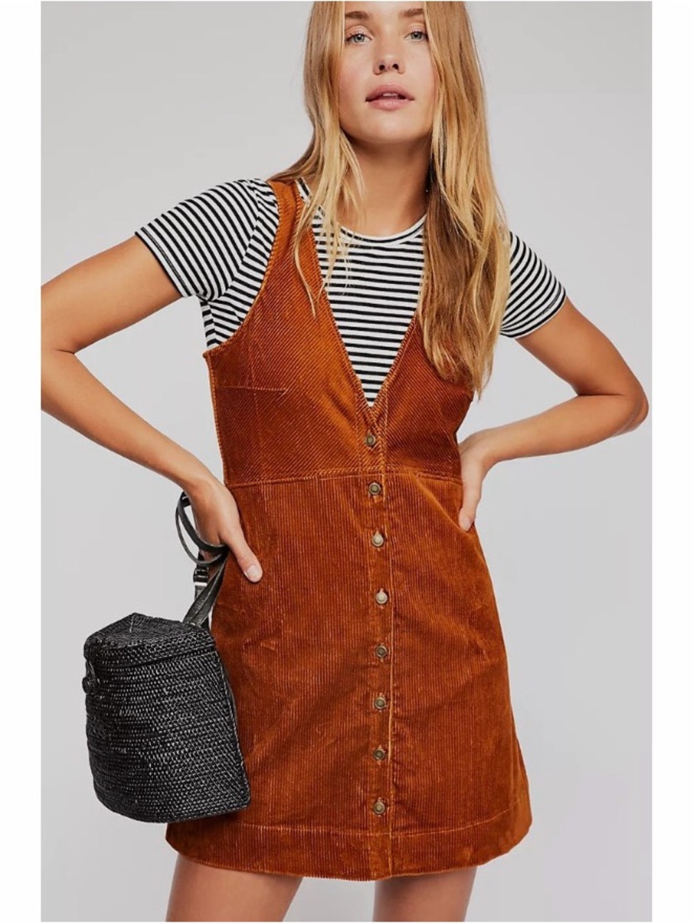 Free People Free People Rolling Thunder Corduroy Mini Dress in Cinnamon